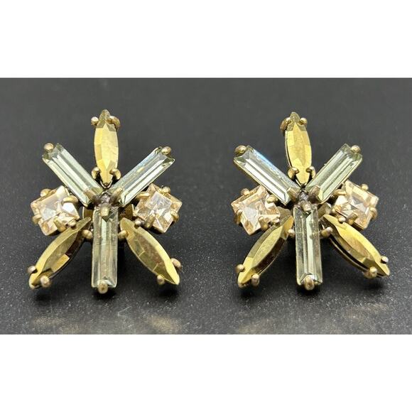 J. Crew JCrew Gem Starburst Faceted Glass Crystal Cluster Stud Earrings - Picture 1 of 7